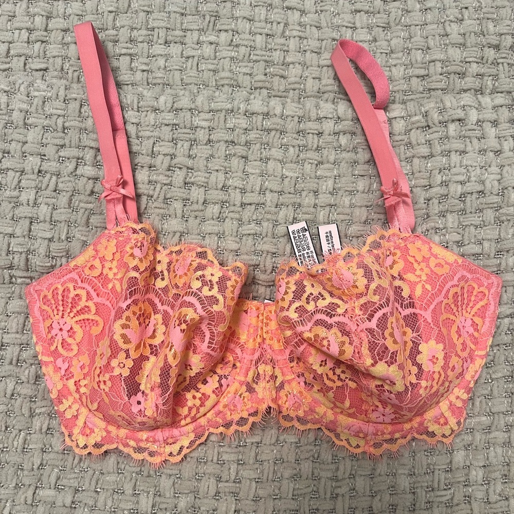 Victoria's Secret Pink and Yellow Lace Bra